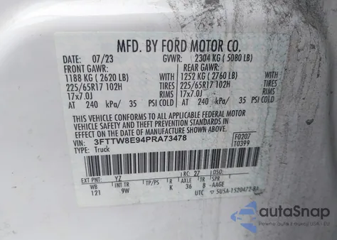 2023 Ford Maverick Xl z USA, uszkodzony, nr VIN 3FTTW8E94PRA73478